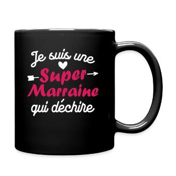 Je suis une Super Marraine qui Dechire - Mug uni - noir - Droite