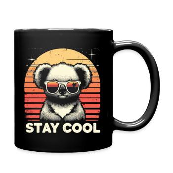 Koala Bleib cool - Tasse einfarbig - Schwarz - Rechts