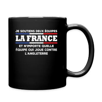 Je soutiens deux équipes la France ... - Mug uni - noir - Droite
