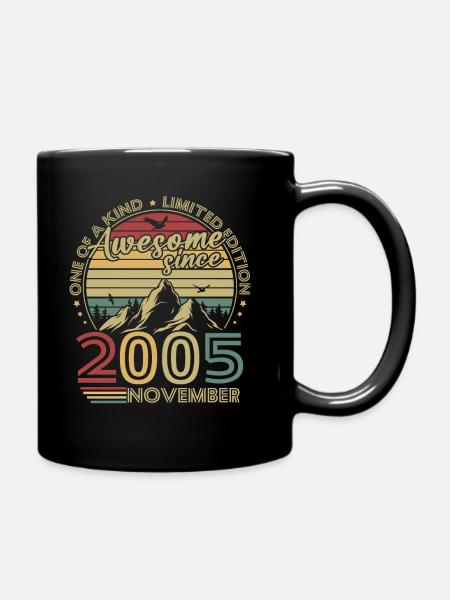 Jahrgang November 2005 Retro Jubiläumsgeschenk - Tasse einfarbig - Schwarz
