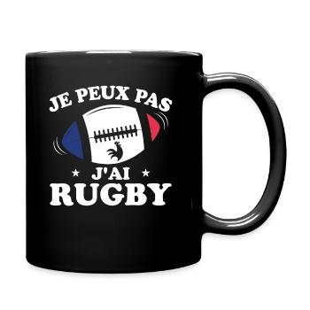 Je Peux Pas J'ai Rugby Humour Cadeau - Mug uni - noir - Droite