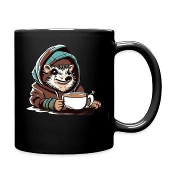 Igel der Tee trinkt - Tasse einfarbig - Schwarz - Rechts