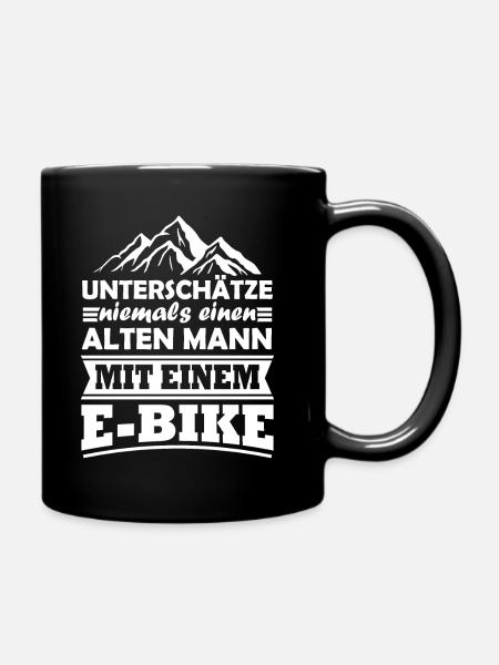Unterschätze niemals einen alten Mann mit E-Bike - Tasse einfarbig - Schwarz