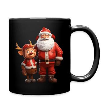 Santa & Rudolph - Tasse einfarbig - Schwarz - Rechts