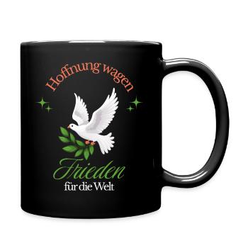 Frieden für die Welt - Taube mit Olivenzweig - Tasse einfarbig - Schwarz - Rechts