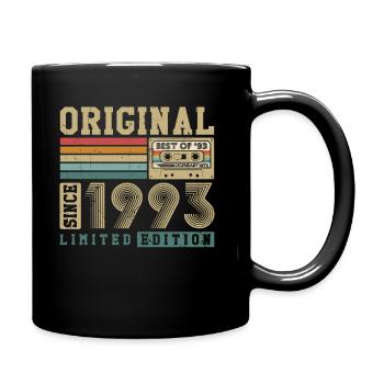 Original geboren 1993 Jahrgang Geburtstagsgeschenk - Tasse einfarbig - Schwarz - Rechts