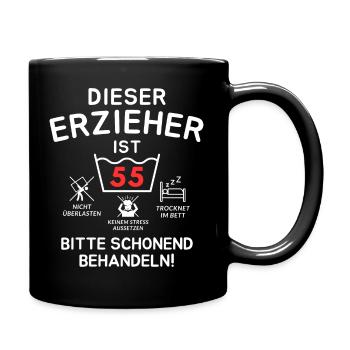 Dieser Erzieher ist 55. Schonend behandeln - Tasse einfarbig - Schwarz - Rechts