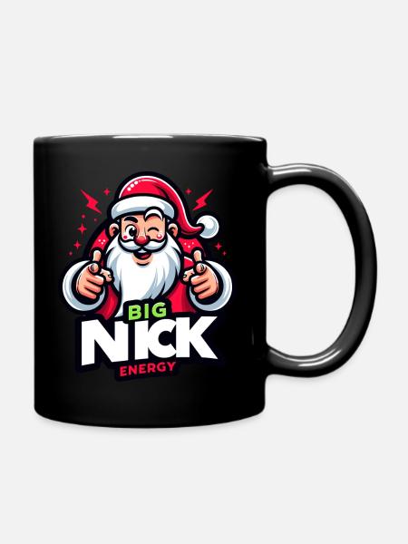 Cheerful Santa - Full Colour Mug - black