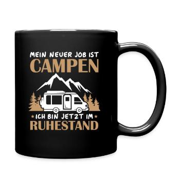 Renter Camping Geschenk - Tasse einfarbig - Schwarz - Rechts
