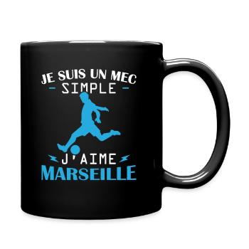 Je suis un mec simple j aime marseille - Mug uni - noir - Droite