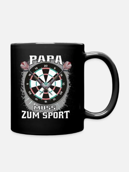 Dartshirt, Dart-Sport, Papa - Tasse einfarbig - Schwarz