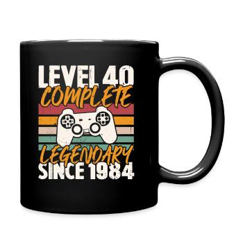 Level 40 Abgeschlossen 1984, Geburtstagsgeschenk - Tasse einfarbig - Schwarz - Rechts