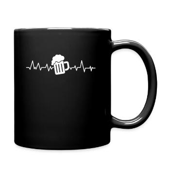Bier Herzschlag - Tasse einfarbig - Schwarz - Rechts