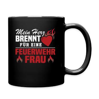 Mein Herz brennt für eine Feuerwehrfrau - Tasse einfarbig - Schwarz - Rechts
