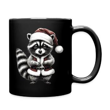 Der süße Weihnachts Waschbär - Tasse einfarbig - Schwarz - Rechts