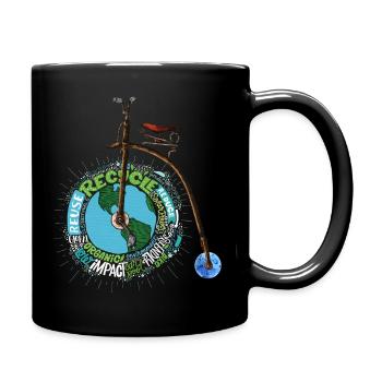 Eco Friendly Bike, Artistic Penny Farthing Bicycle - Full Colour Mug - black - Right