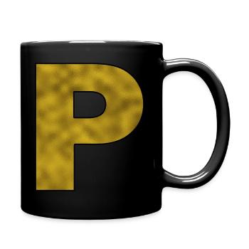 Lettre P Or - Mug uni - noir - Droite
