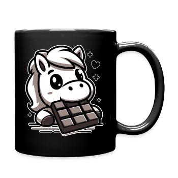 Cute horse and chocolate - Full Colour Mug - black - Right