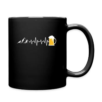 Herzschlag Berge und Bier - Tasse einfarbig - Schwarz - Rechts