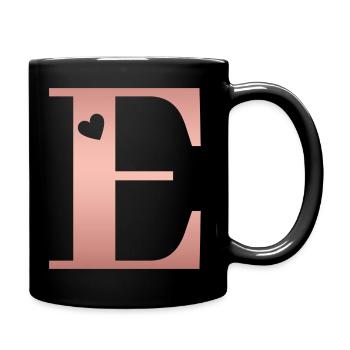 Buchstabe E Roségold - Tasse einfarbig - Schwarz - Rechts