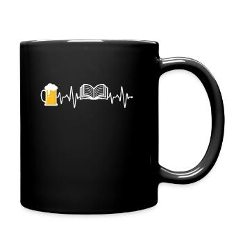 Beer and Book Heartbeat - Full Colour Mug - black - Right