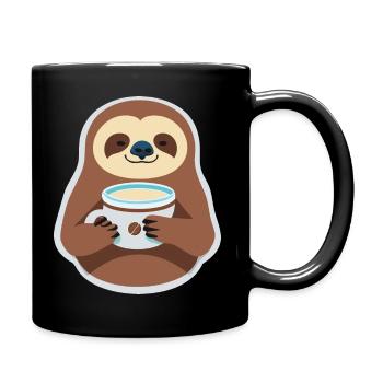 Sloth with Coffee Cup Sloth - Full Colour Mug - black - Right