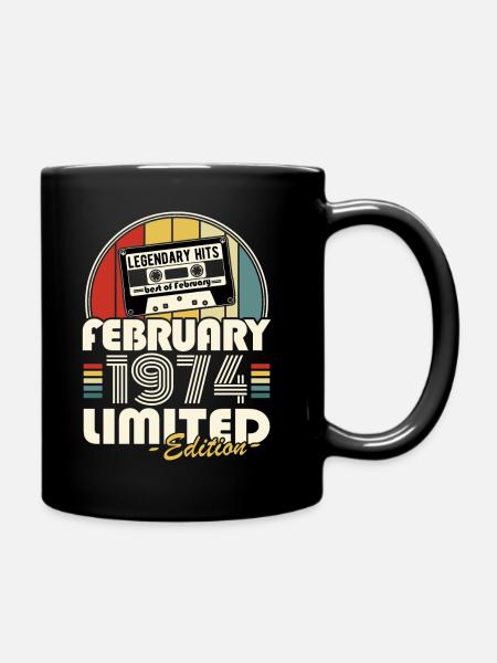 Vintage 1974 février Rétro Cadeau D'anniversaire - Mug uni - noir