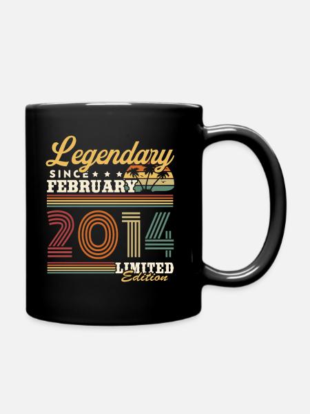 Legendär seit Februar 2014 Vintage Geschenk - Tasse einfarbig - Schwarz