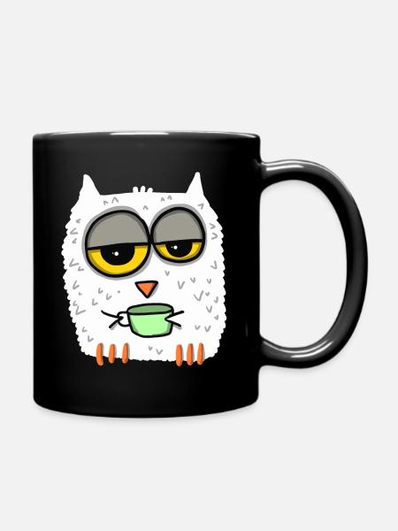 Tired Owl - Full Colour Mug - black