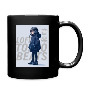 Vaporwave Lofi Tokyo Beats Anime Girl - Full Colour Mug - black - Right