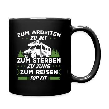 Zum reisen topfit - Geschenk Reisende - Tasse einfarbig - Schwarz - Rechts