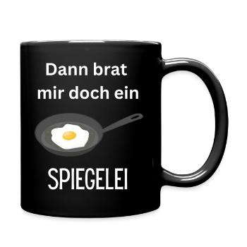 Spiegelei braten - Tasse einfarbig - Schwarz - Rechts