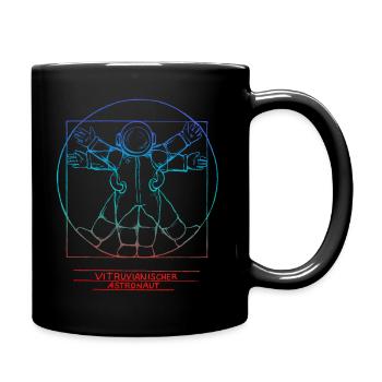 Vitruvianischer Astronaut bunt - Tasse einfarbig - Schwarz - Rechts