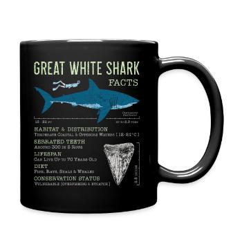 Great White Shark Facts - Full Colour Mug - black - Right