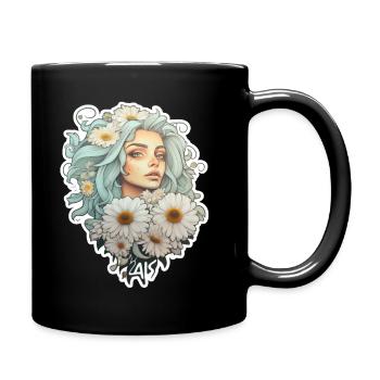 Margeriten Mädchen - Tasse einfarbig - Schwarz - Rechts