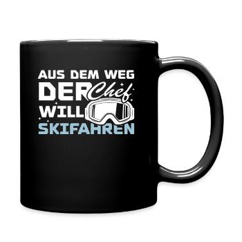Aus dem weg der chef will skifahren - Tasse einfarbig - Schwarz - Rechts