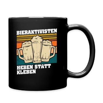 Bieraktivisten Heben statt Kleben - Tasse einfarbig - Schwarz - Rechts
