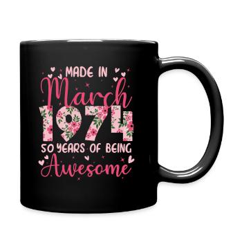 Mars 1974 Cadeau Anniversaire 50 Ans Pour Femme - Mug uni - noir - Droite
