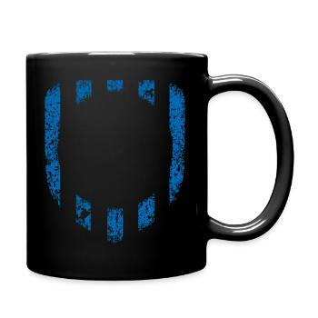 Wappen Hintergrund - Blau mit Loch VINTAGE Rahmen - Tasse einfarbig - Schwarz - Rechts