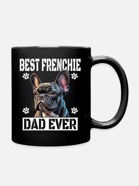 Bester Frenchie Papa aller Zeiten - Ensfarvet krus - sort