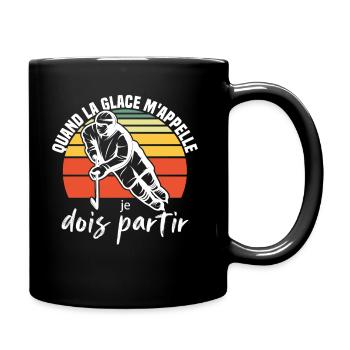 Wenn das Eis mich ruft, muss ich Hockey verlassen - Tasse einfarbig - Schwarz - Rechts