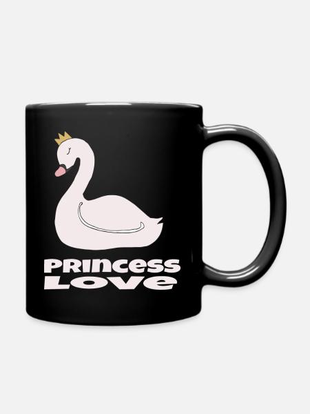 schwan princess love - Tasse einfarbig - Schwarz