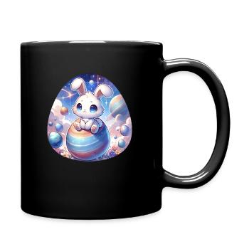 Chibi Bunny In The Space With Easter Eggs - Full Colour Mug - black - Right