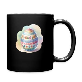 Minimalistisches Osterei im Aquarellstil - Tasse einfarbig - Schwarz - Rechts