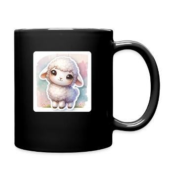 A Sweet Easter Sheep With Fluffy Wool - Full Colour Mug - black - Right