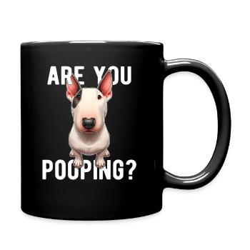 du? Lustiger Bullterrier-Hund - Tasse einfarbig - Schwarz - Rechts