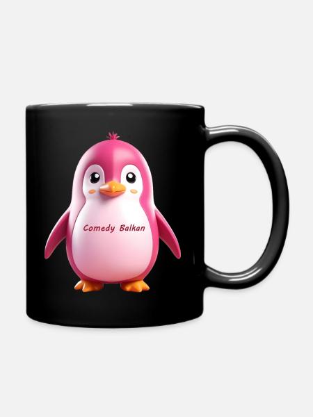 Pink Penguin Comedy Balkan - Full Colour Mug - black