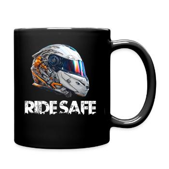 Motorcycle helmet ride safely - Full Colour Mug - black - Right