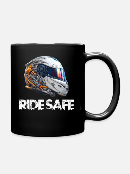 Casque moto rouler en toute sécurité - Mug uni - noir