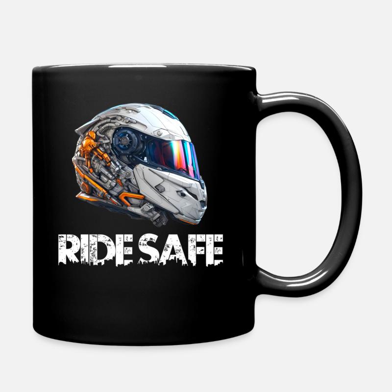 Motorradhelm sicher fahren - Tasse einfarbig - Schwarz